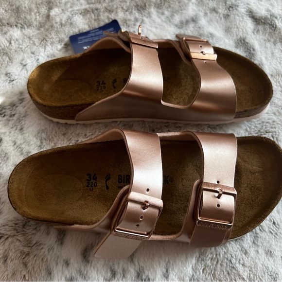 New Birkenstock Metallic Copper/Rose Gold Arizona Big Kids Sandals sz 34 EU/3.5Y - Picture 7 of 12